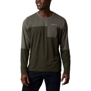 Columbia Outdoor Elements Long Sleeve, Sudaderas Verde Oliva Para Hombre | 108574-AUI